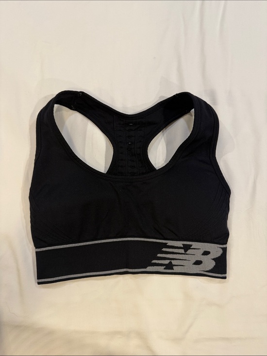 New Balance Other - New Balance Black Racerback Logo Sports Bra with Gray Accent